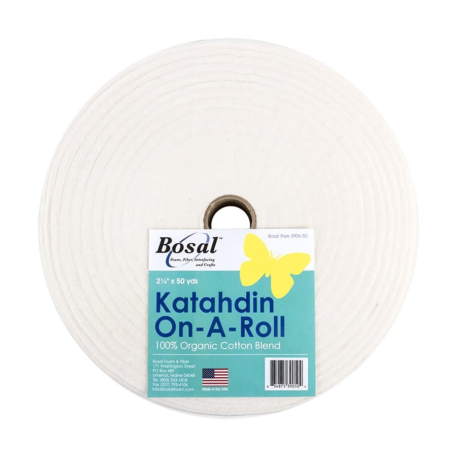 1 Bosal Katahdin 100/% Organic Cotton Blend Batting On A Roll 2.5 inches x 50 Yards
